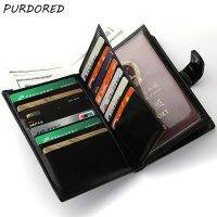 【CC】﹊  PURDORED 1 Pc Men Large Card Holder Leather Cover Wallet Multifunction Credit ID