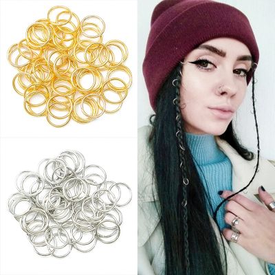 【CC】✖  50Pcs Color Hair Braid Dreadlock Beads Cuffs Rings Tube Accessories Opening Hoop 10-12mm Inner Hole