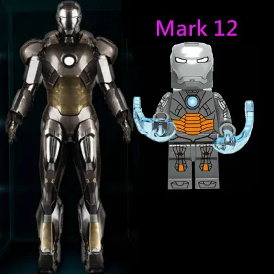 Mark 12ของเล่นไอรอนแมนของมาร์เวลจิ๋วซูเปอร์ฮีโร่สวยบล็อกตัวต่อตุ๊กตาคริสต์มาสกวางเรนเดียร์วันเกิดสำหรับเด็ก