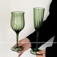 Oranges French elegant retro niche green goblet middle ancient cup red wine glass wine glass champagne glass glass cup