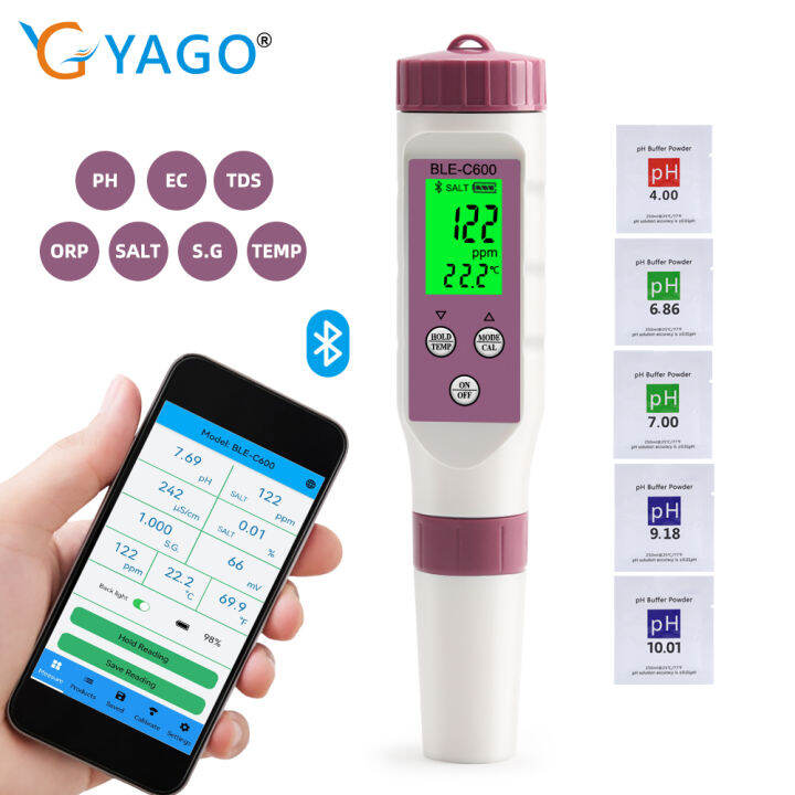 (Local Stock)RCYAGO Bluetooth 7 in 1 Salinity Meter for Saltwater with