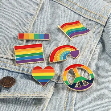 LGBTQIA Pride Flag Rainbow Heart Enamel Lapel Pin Badge