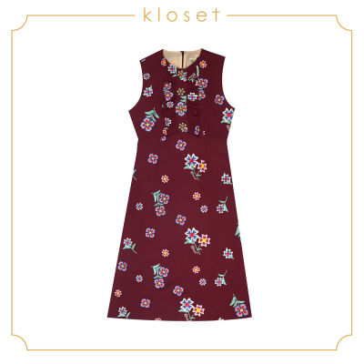 Kloset Mini Sleeve Dress (SH18-D009)เสื้อผ้าผู้หญิง เสื้อผ้าแฟชั่น เดรสแฟชั่น เดรสผ้าปัก