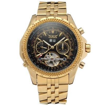 ⌚JARAGAR นาฬิกาผู้ชายนาฬิกาข้อมือบุรุษเหล็กกล้าไร้สนิมสีทองนาฬิกาผู้ชายนาฬิกาข้อมือแฟชั่นแบรนด์หรูชั้นนำ