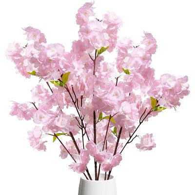 Artificial Cherry Blossom Flowers Decor Plastic Cherry Blossom Decor Branches Faux Floral for Wedding Table, Home,Garden