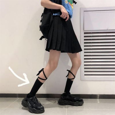 [ส่งเร็วพิเศษ!] สไตล์วิทยาลัย in lace-up ถุงน่องถุงเท้าลูกวัวข้าม, jk เวอร์ชั่นเกาหลีของถุงเท้าหลอดกลางอินเทรนด์สำหรับถุงเท้าผ้าฝ้ายนักเรียนฤดูร้อนของผู้หญิง