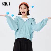 Semir เสื้อวอร์มผู้หญิงคาร์ดิแกนมีซิป,เสื้อสเวตเตอร์สไตล์กีฬาเสื้อมีฮู้ด2022ฤดูใบไม้ผลิใหม่