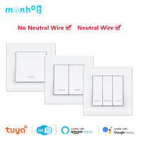 Tuya WiFi Smart Light Switch Wall Physical Button Pusher Switches 10A Electrical Wireless Remote Control 220V Home Alexa