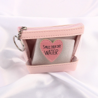 1PC Women PVC Waterproof Transparent Coin Money Key Eeaphone Holder Bags Heart Cute Coin Purse Girl Keychain Korean Coin Wallet