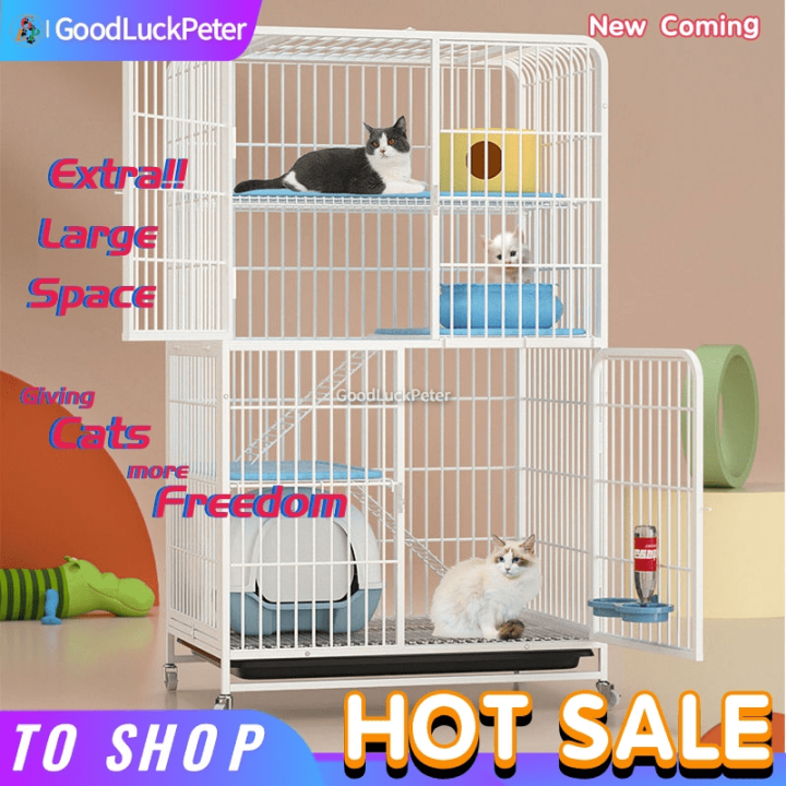 Large Space Cat Cage Cat House Cat Villa (FourStory) with toilet