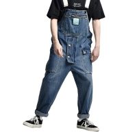 Multi-Pocket Bib Jeans Mens Washed Denim Overalls School Worker Suspenders Workers Jumpsuit Denim Pants Asia Size