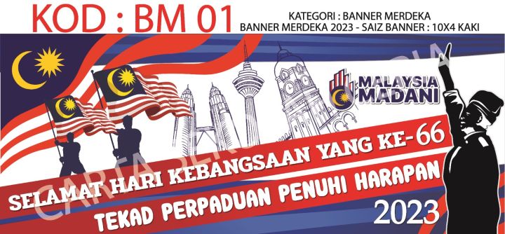 Banner Hari Kemerdekaan 2023 Malaysia Madani Tekad Perpaduan Penuhi