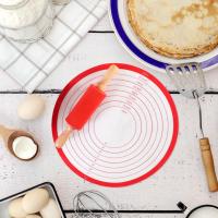 Pastry Mat With Rolling Pin Non-stick Scale Round Baking Tools Food Grade Countertop Silicone Dough Rolling Pad Kitchen Supplies Bread  Cake Cookie Ac