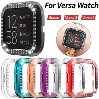 BLUESN หรูหราเพชรคู่ผู้หญิง PC สำหรับ Fitbit Sense Versa 3นาฬิกาป้องกันกรอบสำหรับ Fitbit Versa 2 Lite กันชน Bling Shell