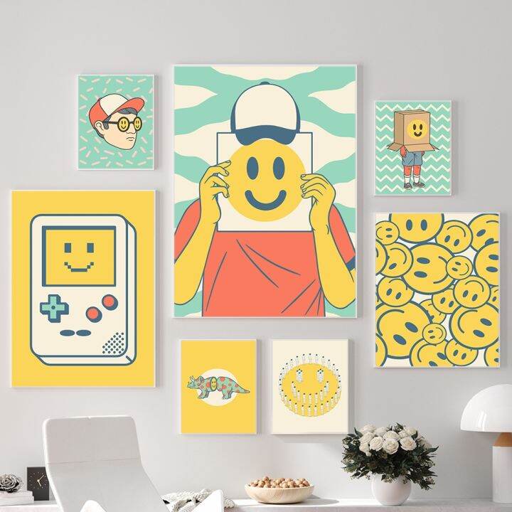 pure-zone store」Cartoon Smiley Yellow Boy Dinosaur Fashion Art ...