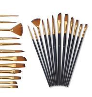 Multi-functional Watercolor Gouache 12 Pcs Short Wood Rod Oil Painting Brush Set Art Tool Beginner Nylon Hair Acrylic Materials Cups  Mugs Saucers