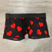 【YF】❆▤   Hearts  Mens Transparent Mesh Printing Shorts Breathable Male Size