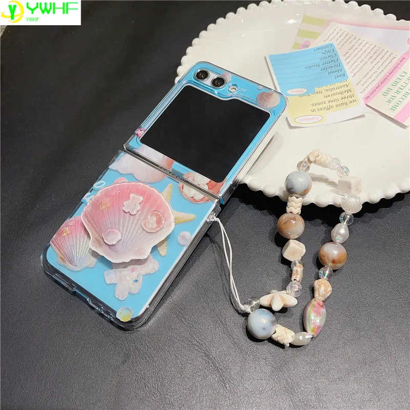 Cute Case For Samsung Galaxy Z Flip 5 With Strap, Fashion Case For Galaxy Z  Flip 5 5g Protective Girls Case With Chain Hard Pc Case