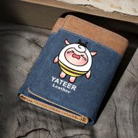 Eggboy Party Wallet Mens Canvas Student Fashion Trendy Cute Leather Wallet Anime Wallet Multi-Card Slot Customization 【OCT】