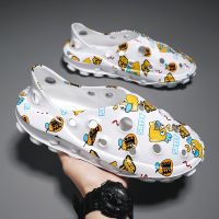 Spot parcel post Summer New Printed Hole Shoes Breathable Sandals Mens Casual Sandals Home Portable Outdoor Beach Shoes