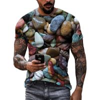 Summer Fashion New 3D Cobblestone graphic t shirts Men Casual Trend Personality Hip Hop Printing O-neck Short Sleeve Tees Tops