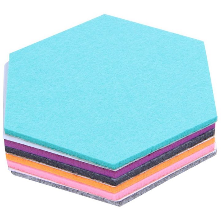 6 Pcs Hexagon Felt Wall Tiles, Self Adhesive Cork Board Large