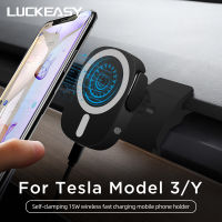 สำหรับ Tesla รุ่น3รุ่น Y Dashboard ขาตั้ง GPS วงเล็บนำทาง15W Fast Charging ผู้ถือศัพท์มือถือ Model3อุปกรณ์เสริม