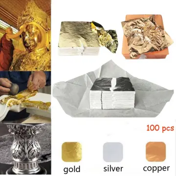 Imitation Gold Leaf Foil Sheets Gilding Copper Aluminum Leaf 14 x 14 cm 100  Sheets