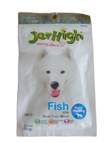 JerHigh Fish stick Real Fish Meat (รสปลา) อาหารว่างสุนัข แท่งทรงกระบอก ใช้สำหรับสัตว์อายุ 3 เดือนขึ้นไป เพิ่มพลังงาน บำรุงสมอง