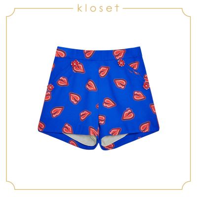 Kloset Printed Shorts (SS19-P003) กางเกงผู้หญิง เสื้อผ้าผู้หญิง เสื้อผ้าแฟชั่น กางเกงขาสั้น กางเกงขาสั้นพิมพ์ลาย