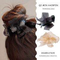 [COD] Rhinestone sense ponytail hairpin girls back head bowknot catch clip meatball large headdress top