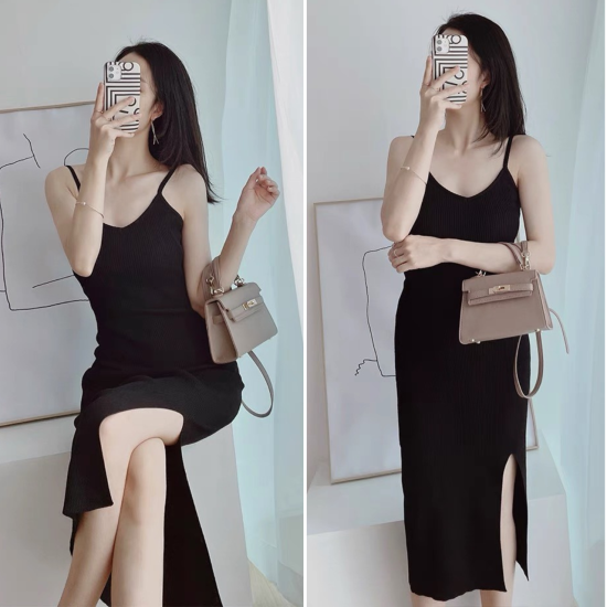 Đầm đen ôm body cut-out nhún ngực HL16-36 | Thời trang công sở K&K Fashion