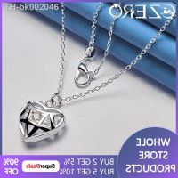 ♟◎ Hot Original Design 925 Sterling Silver Crystal Heart Pendant Necklace 40-75cm Chain For Women Wedding Charm Jewelry Lovers Gift