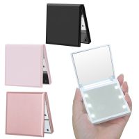 1Pcs 6 LED Lamps Women Foldable Makeup Mirrors Lights Lady Cosmetic Hand Folding Portable Compact Pocket Mirror Makeup Tools Mirrors