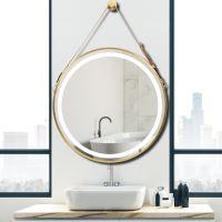 Frame Round Mirror,Round Bathroom Mirror With Light,Wall Mounted Lighted Vanity Mirror, Anti-Fog &amp; Dimmable Touch Switch