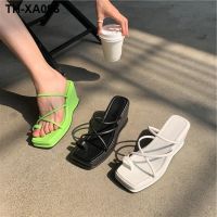 2023 summer new party head toe fine with wedges thick slippers thong han edition high heel sandals