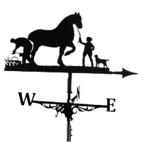 Metal Weathervane Farmer and Horse Mount Weather Vane Wind Direction Indicator