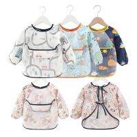 Qshare Baby Bibs Waterproof Apron Long Sleeve Art Smock for Kids Baby Stuff Chest Protection Feeding Bibs Infant Burp Cloths Pipe Fittings Accessories