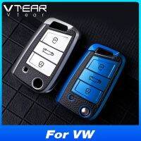 Vtear รถกุญแจแบบพับโครงเปลือกนอกเคสพวงกุญแจป้องกันมีสไตล์สำหรับ Vw Golf 5 Passat เจ็ททาโปโล ID.3 Santana