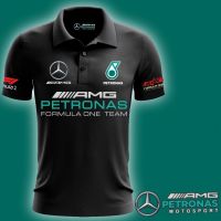 มาใหม่: Petronas AMG Mercedes F1 Racing Fans Edition Mens Casual Big SIze Short Sleeve Plain Polo Collar T-shirt