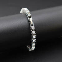 （HOT) เครื่องประดับฮิปฮอปข้ามพรมแดนเต็มไปด้วย rhinestones 5mm ห่วงโซ่เทนนิสสร้อยข้อมือแถวเดียวผู้ชายสร้อยข้อมือแถวเดียวเครื่องประดับมืออินเทรนด์ขายส่ง