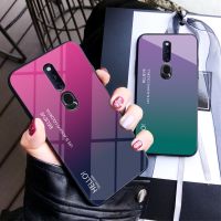 เคสสำหรับ OPPO F11 Pro Gradient กระจกเทมเปอร์ขอบ TPU เคสสำหรับ OPPO OPPO ฝาแข็งนิ่มปลอกกันกระแทก F11Pro