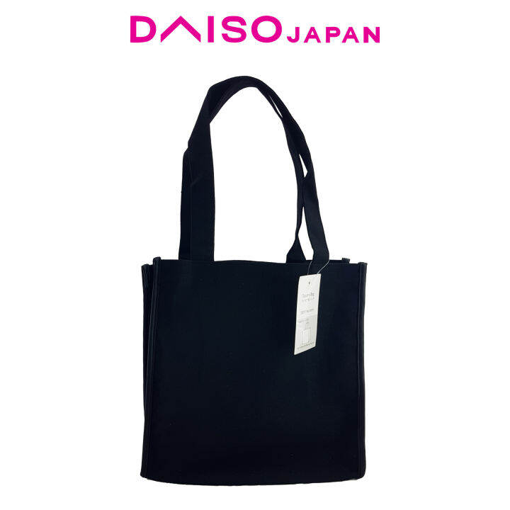 Daiso Black Square Canvas Tote Bag Lazada PH