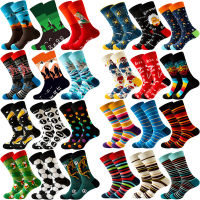 NEW 6 PairsPack Colorful Men Crew Party Socks Crazy Cotton Happy Funny Skateboard Socks Novelty Dress Wedding Socks For Gifts