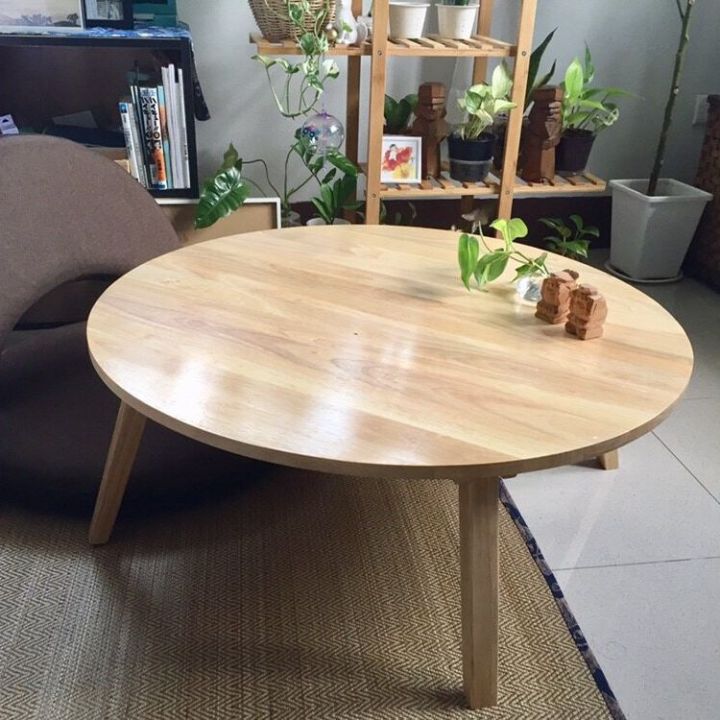pre-order-โต๊ะ-มินิมอล-โต๊ะพับญี่ปุ่น-โต๊ะญี่ปุ่นพับได้-โต๊ะคอมแบบนั่งพื้น-โต๊ะญี่ปุ่นพับ-4-ขา-หน้ากลม-ผลิตจากไม้จริง-ขนาด-กว้าง-70-ซม-สูง-28-ซม