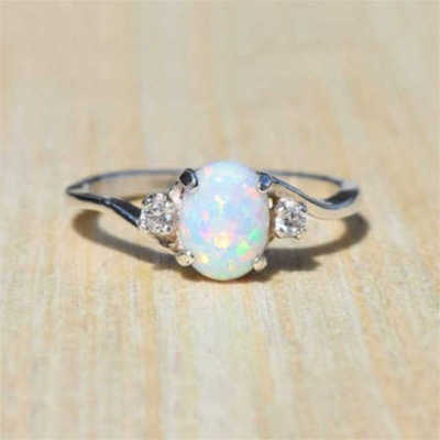 Colour แหวนหินอัญมณีสำหรับสุภาพสตรีแหวนโอปอลไฟแท้เครื่องประดับอย่างดีสีพื้น