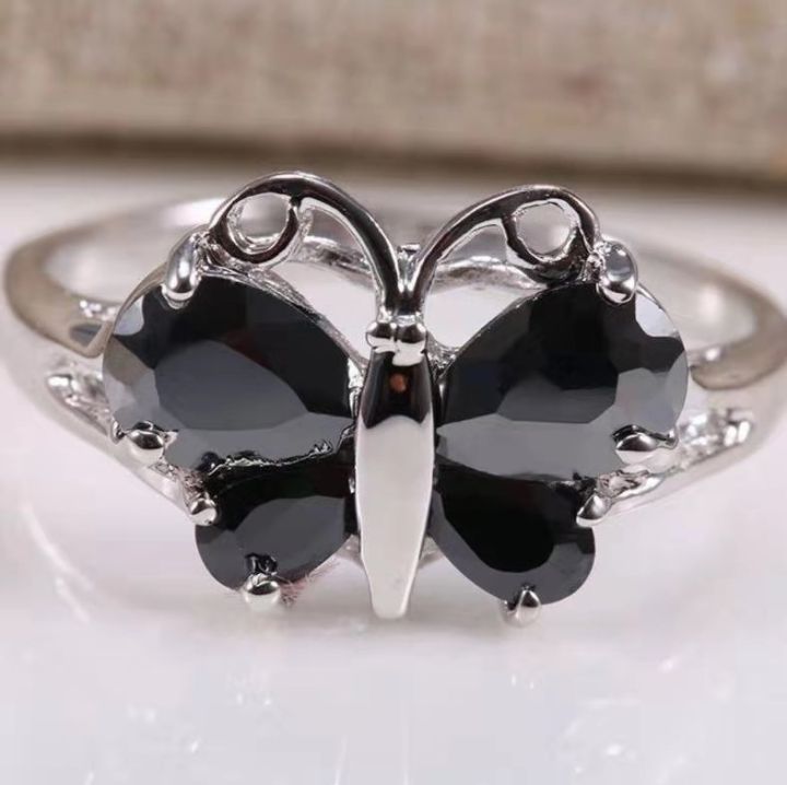 chang-แบบ-cross-border-แหวนผีเสื้อเพทายสีดำแบบป็อปเครื่องประดับอย่างดีผู้ผลิตสำหรับ