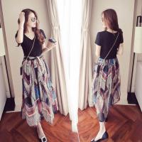 COD DSFERTGERRYYY ●COSHOP● Women floral korean fashion casual chiffon v-neck high waist midi dress / baju kurung batik murah wanita