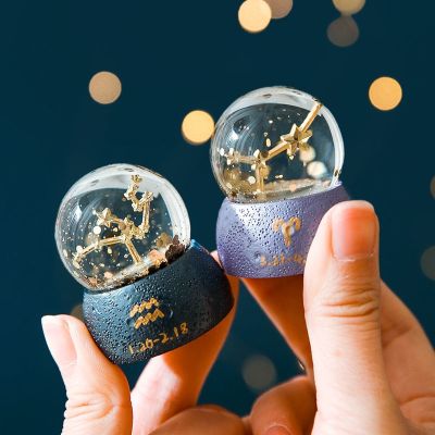Twelve Constellations Knock Mini Crystal Ball To Heal Small Objects Birthday Gift Girls Home Desktop Decoration Decoration
