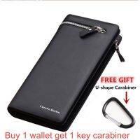 [Buy 1 Get1 freebie]Curewe kerien Men Bussiness Long PU Zipper Wallet Purse Gift